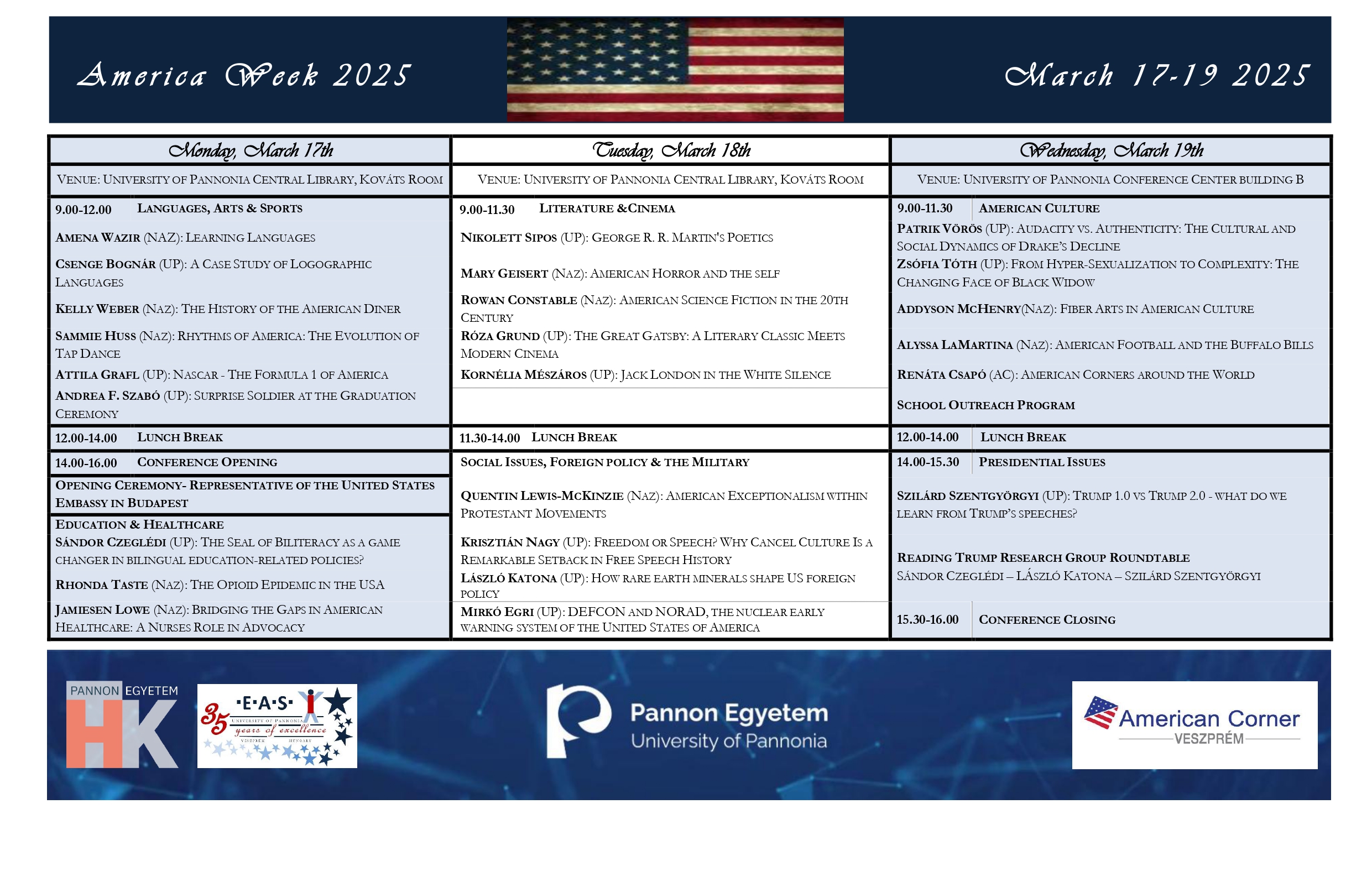 Idén is izgalmas programokkal vár az Amerika Hét a Pannon Egyetemen
