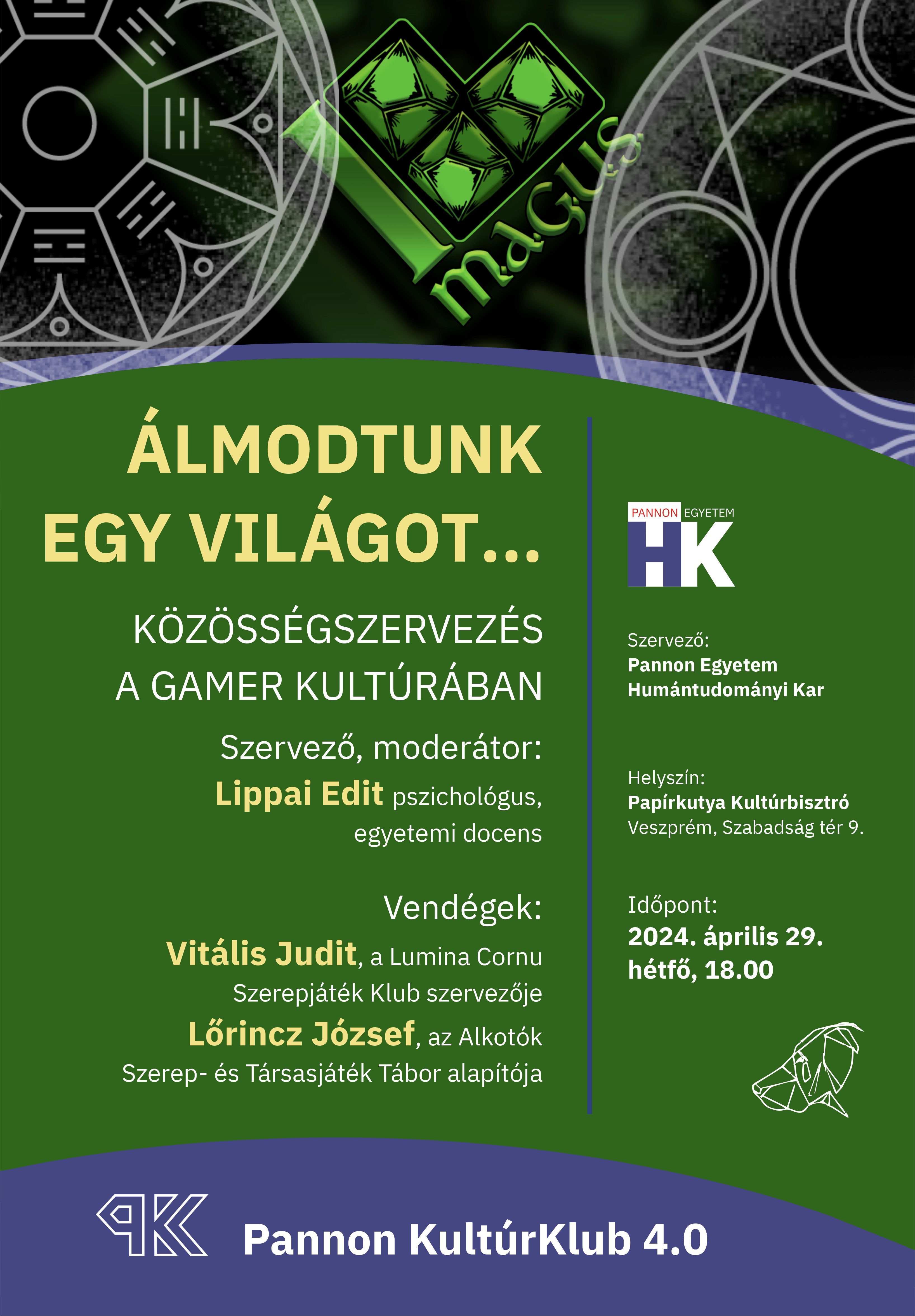 Április végén ismét Pannon KultúrKlub - Közösségszervezés a GAMER kultúrában