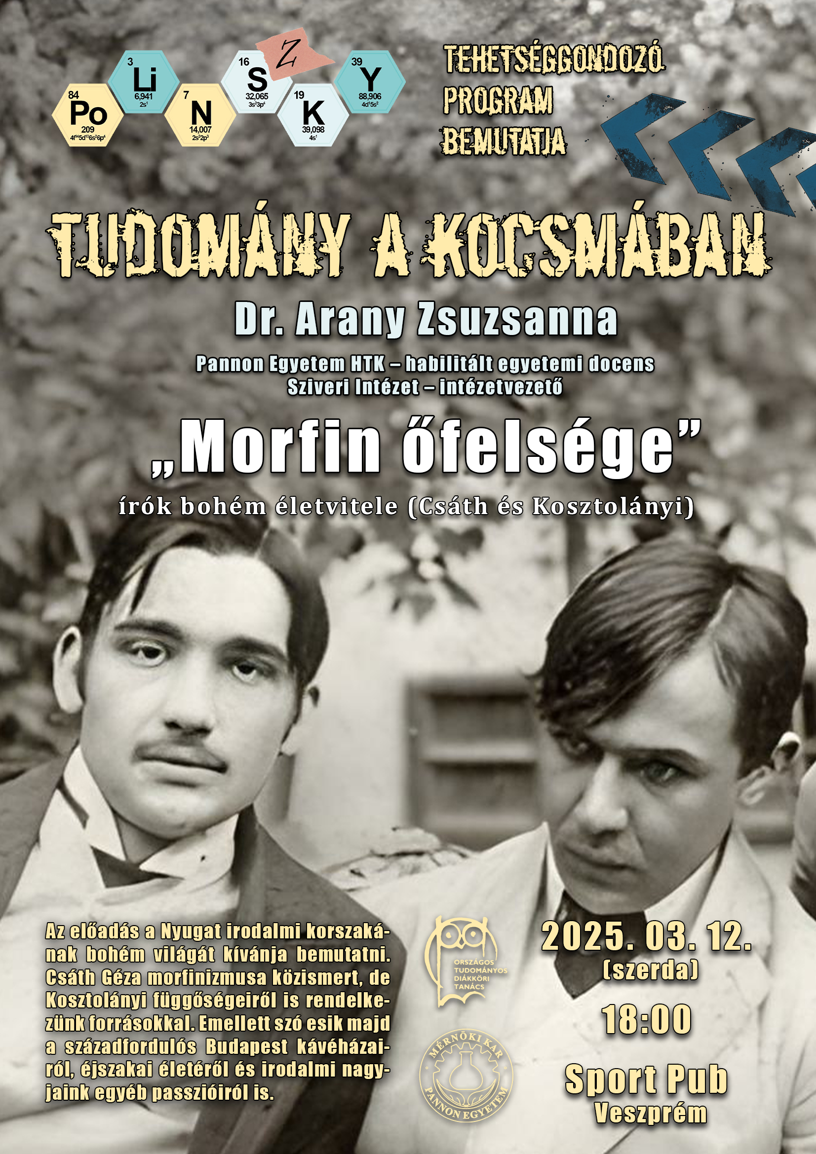 Tudomány a kocsmában: „Morfin őfelsége” – írók bohém életvitele (Csáth és Kosztolányi) 